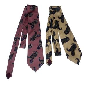 2 Harve Benard Pure Silk Paisley Floral Patterned Mens Ties